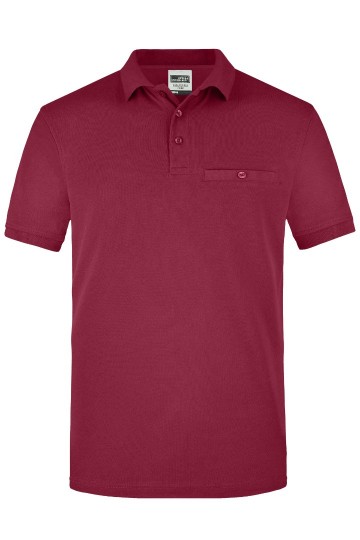 JN846 Workwear Men's Pocket Polo wijnrood
