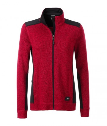 JN861 Workwear Ladies Fleece Jacket roodmelange zwart