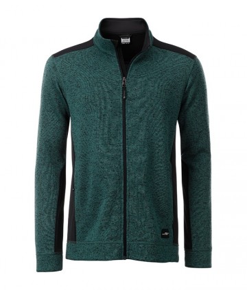 JN862 Workwear Men's Fleece Jacket donkergroenmelange zwart