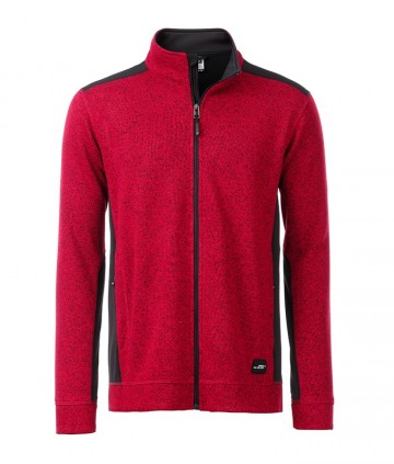 JN862 Workwear Men's Fleece Jacket roodmelange zwart
