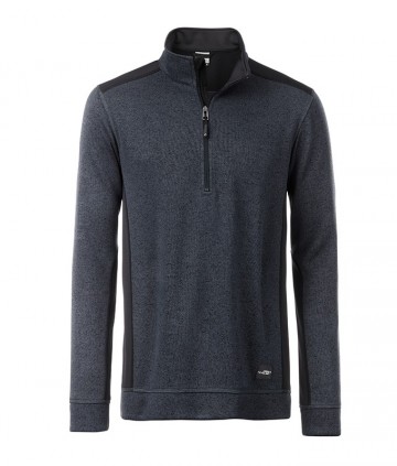 JN864 Workwear Men's Fleece Half-Zip carbonmelange zwart