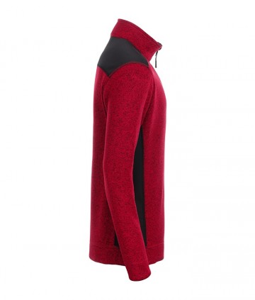 JN864 Workwear Men's Fleece Half-Zip roodmelange zwart zij