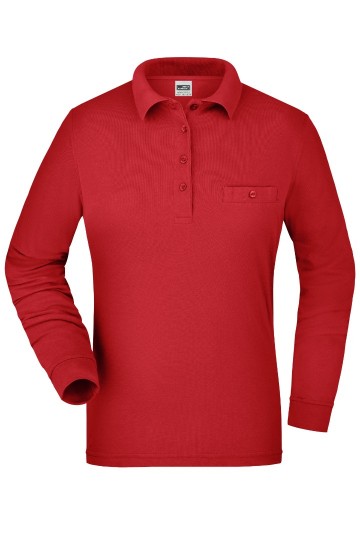 JN865 Workwear Ladies Pocket Polo L/S rood