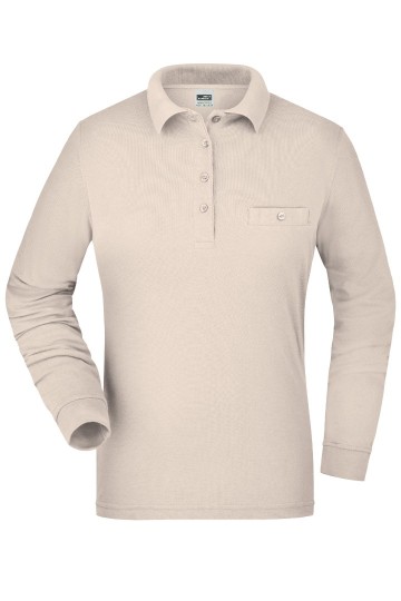 JN865 Workwear Ladies Pocket Polo L/S steen