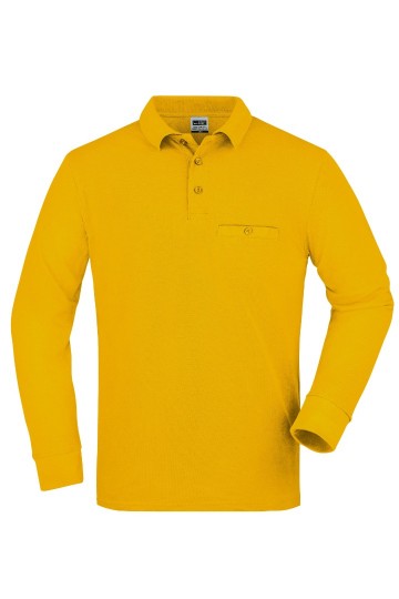JN866 Workwear Men's Pocket Polo L/S goudgeel