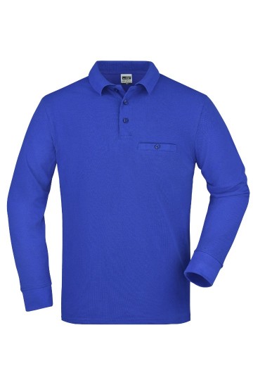 JN866 Workwear Men's Pocket Polo L/S koningsblauw