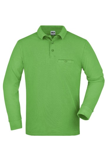 JN866 Workwear Men's Pocket Polo L/S limoengroen