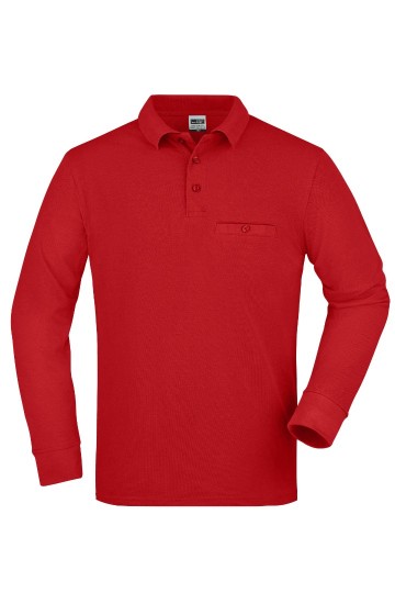 JN866 Workwear Men's Pocket Polo L/S rood