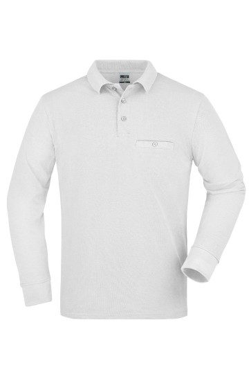 JN866 Workwear Men's Pocket Polo L/S wit