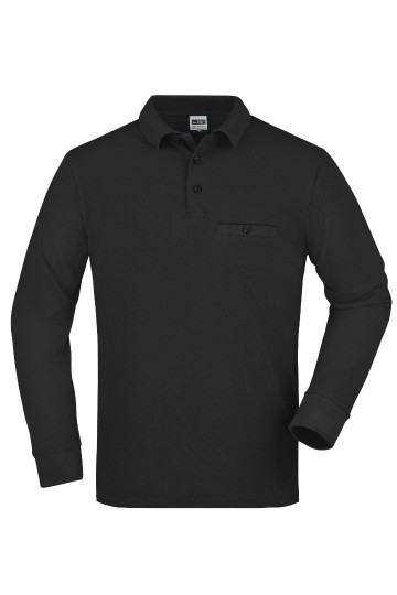 JN866 Workwear Men's Pocket Polo L/S zwart