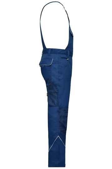 JN879 Workwear Pants met klep en bretels donkerkoningsblauw zij