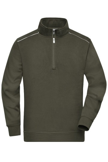 JN895 Workwear Half Zip Sweater olijfgroen