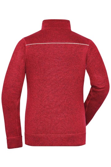 JN897 Workwear Ladies Knitted Fleece roodmelange zwart rug