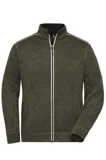 JN898 Workwear Men's Knitted Fleece olijfgroenmelange zwart