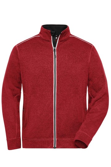 JN898 Workwear Men's Knitted Fleece roodmelange zwart