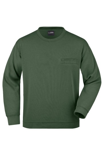 JN924 Men's Round Pocket Sweater donkergroen