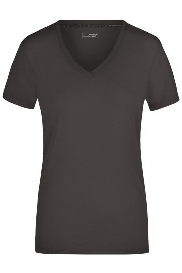 JN Ladies Stretch T-Shirt met V-hals JN928 houtskool