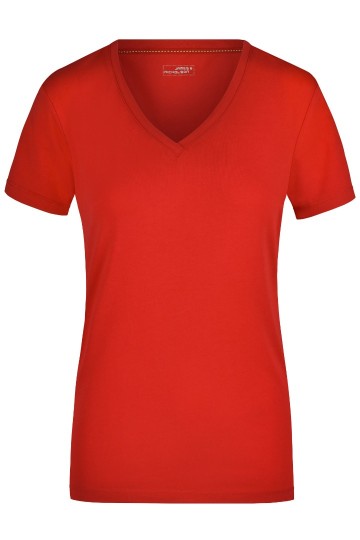 JN Ladies Stretch T-Shirt met V-hals JN928 rood