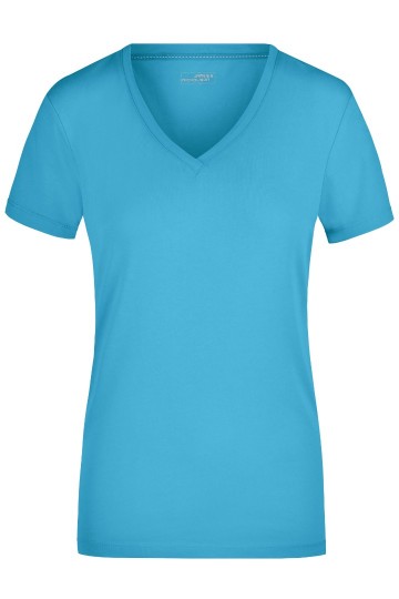 JN Ladies Stretch T-Shirt met V-hals JN928 turkoois