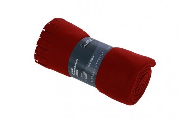N Basic fleece deken met franjes JN956 wijnrood