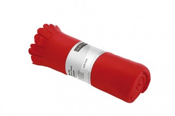 JN fleece deken met franjes JN957 tomaatrood