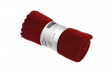 JN fleece deken met franjes JN957 wijnrood
