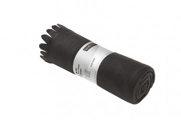 JN fleece deken met franjes JN957 zwart