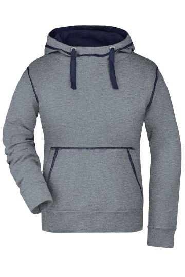 JN Ladies Lifestyle Hoody JN960 grijsmelange marineblauw