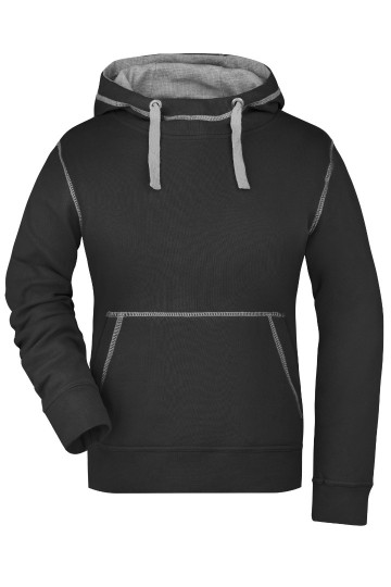 JN Ladies Lifestyle Hoody JN960 zwart heathergrijs