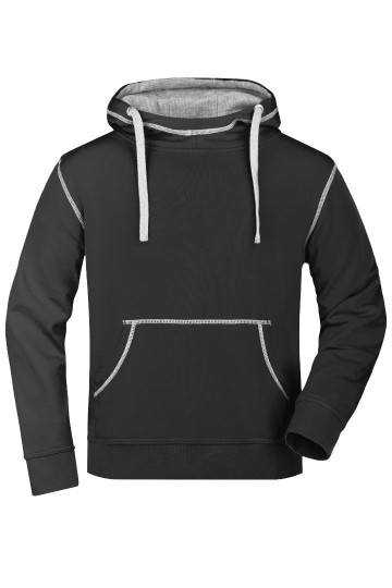 JN Men's Lifestyle Hoody JN961 zwart heathergrijs