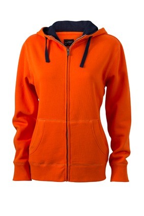 JN Ladies Lifestyle Zip Hoody JN962 donkeroranje marineblauw
