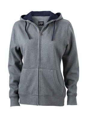 JN Ladies Lifestyle Zip Hoody JN962 grijsmelange marineblauw