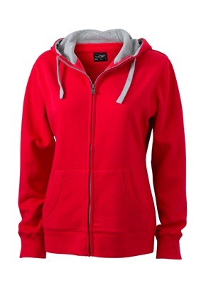 JN Ladies Lifestyle Zip Hoody JN962 rood heathergrijs