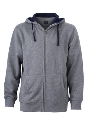 JN Men's Lifestyle Zip Hoody JN963 grijsmelange marineblauw