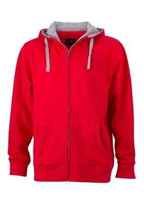 JN Men's Lifestyle Zip Hoody JN963 rood heathergrijs