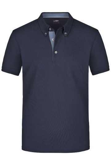 JN Men's Plain polo JN964 marineblauw lichtdenim