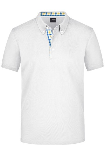 JN Men's Plain polo JN964 wit blauw geel wit