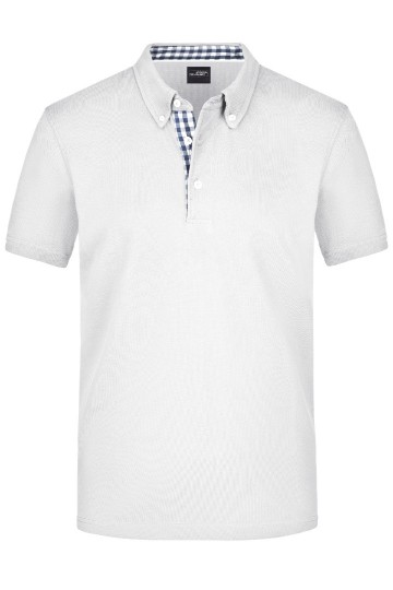 JN Men's Plain polo JN964 wit marineblauw wit