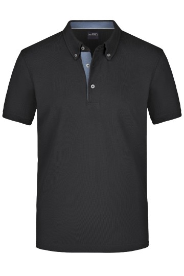 JN Men's Plain polo JN964 zwart lichtdenim