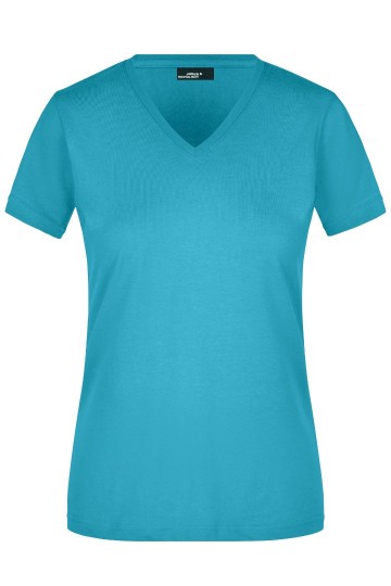 JN Ladies Slim Fit T-shirt met V-hals JN972 caraibischblauw