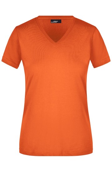 JN Ladies Slim Fit T-shirt met V-hals JN972 donkeroranje