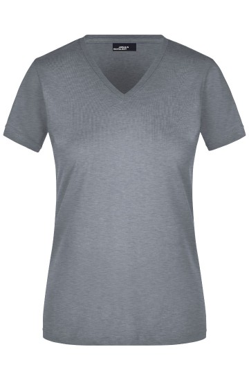 JN Ladies Slim Fit T-shirt met V-hals JN972 heathergrijs