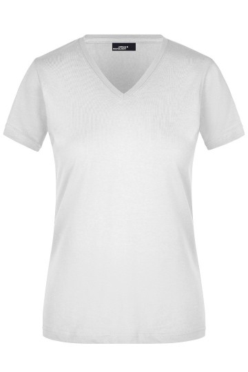 JN Ladies Slim Fit T-shirt met V-hals JN972 wit