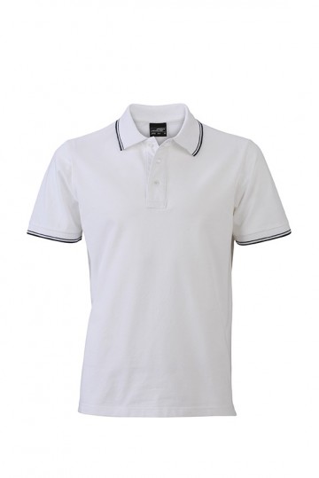 JN Men's Polo JN986 wit marineblauw