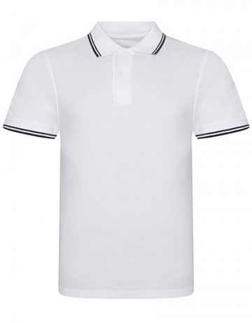 JP003 AWDis Stretch Tipped polo white / navy