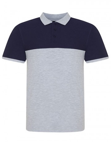 JP110 AWDis Colour Block polo heather grey  - oxford navy