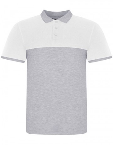JP110 AWDis Colour Block polo heather grey / white