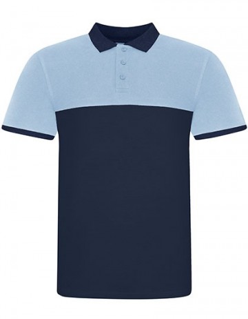JP110 AWDis Colour Block polo oxford navy / sky blue