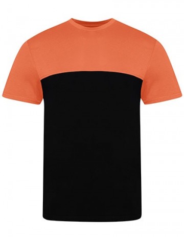 JT110 AWDis Colour Block T black / mango tango