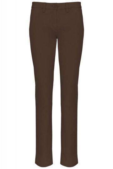 K741 Dames Chino broek chocolade